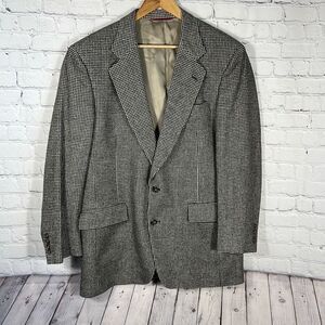 Jos A Bank Pure Camel Hair Houndstooth Blazer Sport Coat Made in the USA 42L